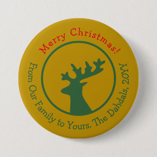 Persoonlijke Kerst Reindeer Ronde Button 7,6 Cm