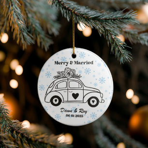 Persoonlijke kerst-verlovingsornament, op maat gem keramisch ornament