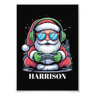 Persoonlijke Kerst Video Game Santa Kerstmis Foto Afdruk