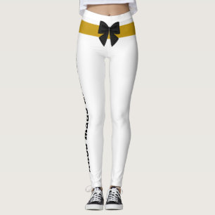 Persoonlijke Kerst Vintage Goud Zwart Strik Wit Leggings