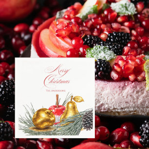 Persoonlijke Kerst Vruchten- en Dennen Cocktaill  Servet