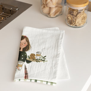 Persoonlijke Kerstbakdame met Kat Theedoek
