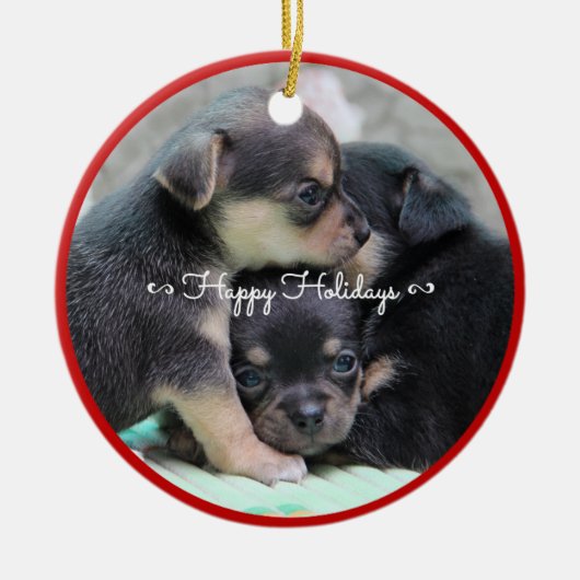 Persoonlijke Kerstballen voor Honden met Uw Foto Keramisch Ornament (Voorkant)