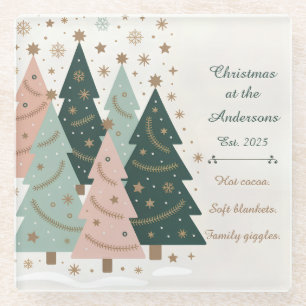 Persoonlijke Kerstbomen in Pastelkleuren voor de F Glazen Onderzetter