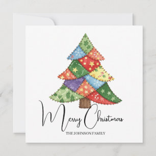Persoonlijke kerstboom patchwork prints kaart