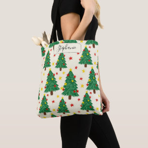 Persoonlijke Kerstboom Ster Dagelijkse Tote Draagtas