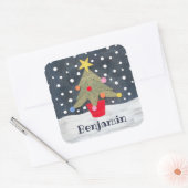 Persoonlijke kerstboom vierkante sticker (Envelop)