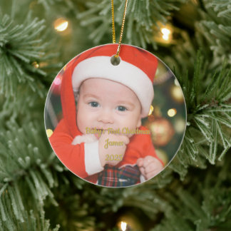 Persoonlijke kerstboomornament voor baby's eerste keramisch ornament