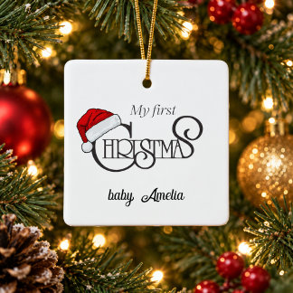 Persoonlijke kerstboomornament voor baby's eerste keramisch ornament