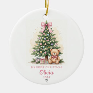 Persoonlijke kerstboomornament voor baby's eerste keramisch ornament