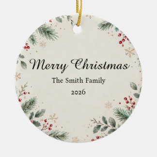 Persoonlijke kerstboomornament voor het gezin 2026 keramisch ornament