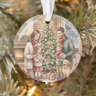 Persoonlijke kerstboomornament waterverf familie ornament