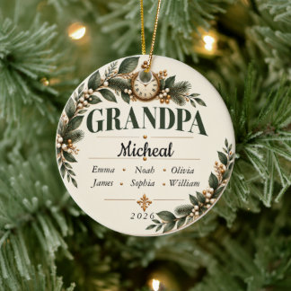 Persoonlijke kerstboomversiering voor opa keramisch ornament