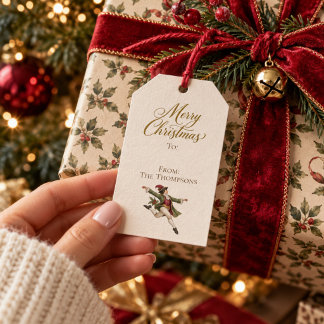 Persoonlijke kerstcadeautags | Heren die springen Cadeaulabel