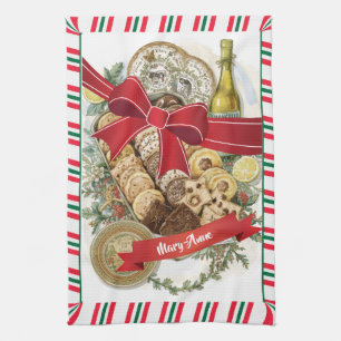 Persoonlijke kerstchocolade en -koekjes theedoek