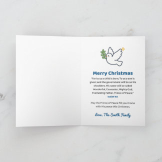 Persoonlijke Kerstduif Prins van de Vrede Kaart