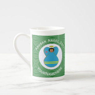 Persoonlijke Kerstengel met Arubaanse Vlag Porselein Kop