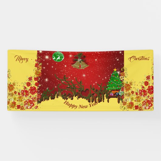 Persoonlijke kerstfeestdag en nieuwjaar spandoek (Horizontaal)