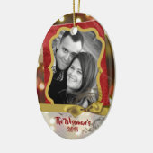 Persoonlijke kerstfeestelijke Gold Bokeh PHOTO Orn Keramisch Ornament (Links)