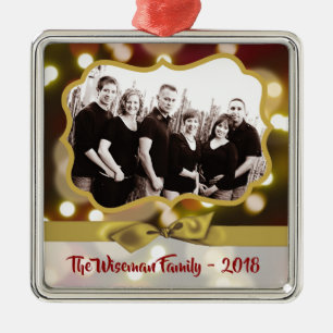 Persoonlijke kerstfeestelijke Gold Bokeh PHOTO Orn Metalen Ornament