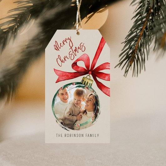 Persoonlijke kerstfoto  cadeaulabel