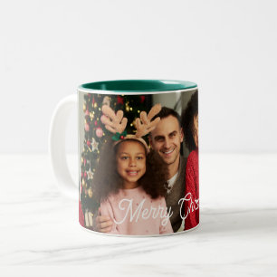 Persoonlijke kerstfoto-Mok Tweekleurige Koffiemok