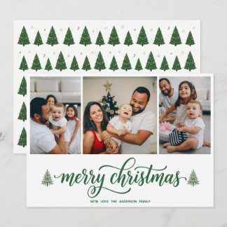 Persoonlijke kerstfoto van het gezin & gezinstekst feestdagenkaart