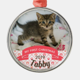 Persoonlijke kerstfoto van Kitten Metalen Ornament
