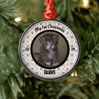 Persoonlijke kerstfoto van Kitten Metalen Ornament