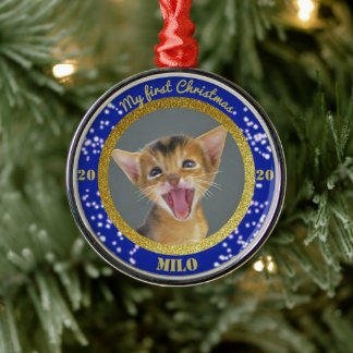 Persoonlijke kerstfoto van Kitten Metalen Ornament