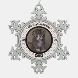 Persoonlijke kerstfoto van Kitten Tin Sneeuwvlok Ornament