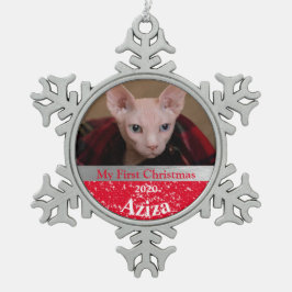 Persoonlijke kerstfoto van Kitten Tin Sneeuwvlok Ornament