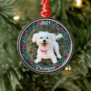 Persoonlijke kerstfoto van Puppy Metalen Ornament