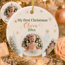 Persoonlijke kerstfoto voor baby's eerste kerst