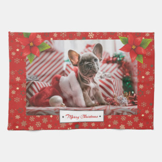 Persoonlijke kerstfoto's Feestdagen Theedoek