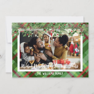 Persoonlijke Kerstkaart met geruite foto Vakantie Kaart