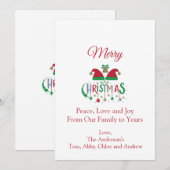 Persoonlijke kerstkaart met kerstmannenhoeden en o (Voorkant / Achterkant)