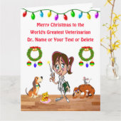 Persoonlijke Kerstkaart voor vrouwelijke dierenart Kaart (Gele Bloem)