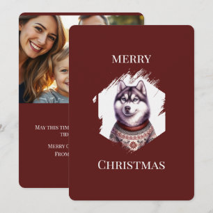 Persoonlijke kerstkaarten, Husky vakantie Feestdagenkaart