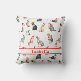 Persoonlijke kerstkatten met prettige kerstgerecht kussen