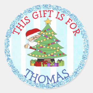 Persoonlijke kerstkerstman en -Labels Ronde Sticker