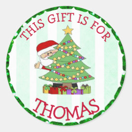 Persoonlijke kerstkerstman en -Labels Ronde Sticker