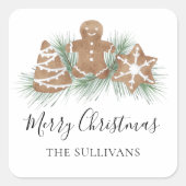Persoonlijke kerstkoekjes vierkante sticker (Voorkant)