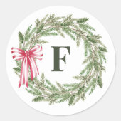 Persoonlijke Kerstkrans Initialen Envelopezegel Ronde Sticker (Voorkant)