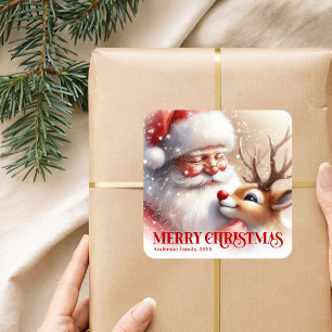 Persoonlijke Kerstlabel voor Kinderen met Sinterkl Vierkante Sticker