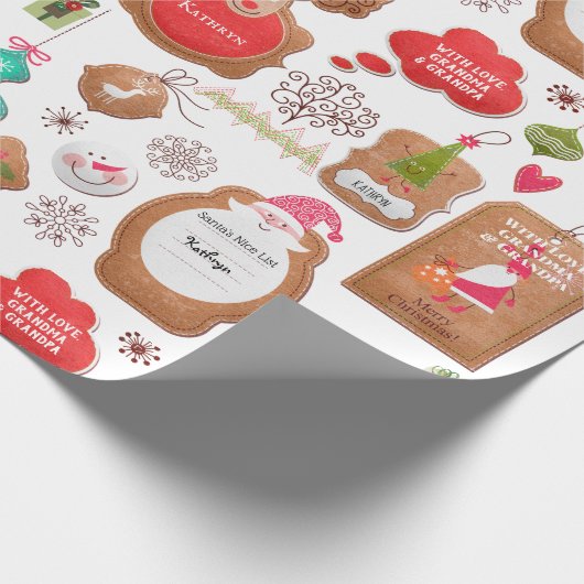 Persoonlijke kerstLabels Cadeaupapier (Hoek)