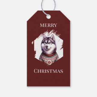 Persoonlijke kerstlabels, Husky Holiday Cadeaulabel