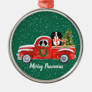 Persoonlijke kerstman Berner Dogs Red Truck Metalen Ornament