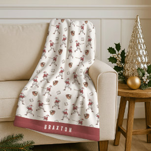Persoonlijke Kerstman-honkbal Kerstmis Fleece Deken