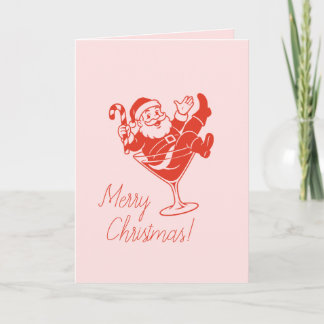 Persoonlijke Kerstman in Martini Glas Kerstkaart Kaart